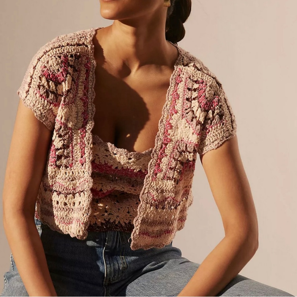 Cropped Anthro Crochet Cardi